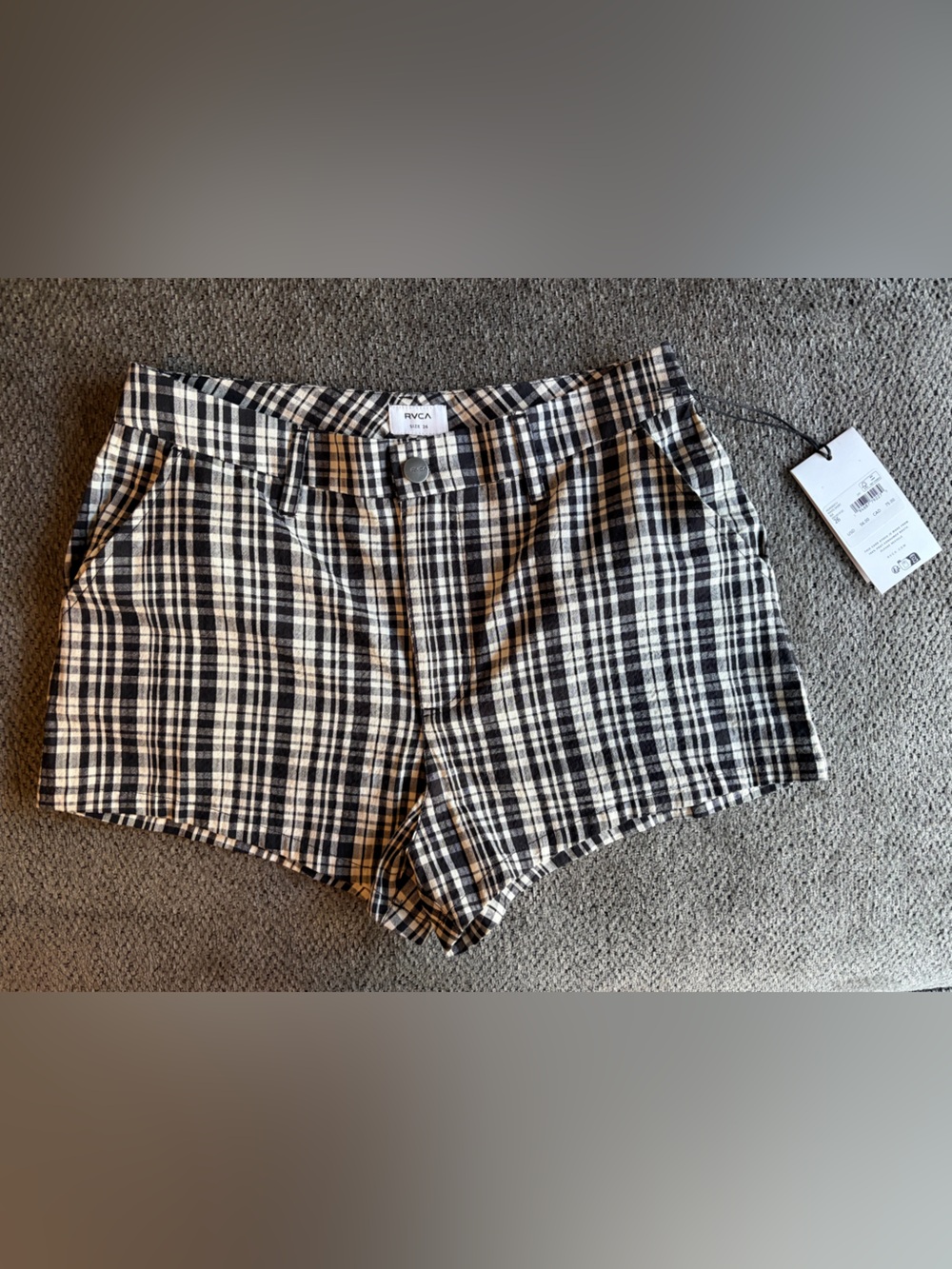 RVCA Black & White Plaid Shorts